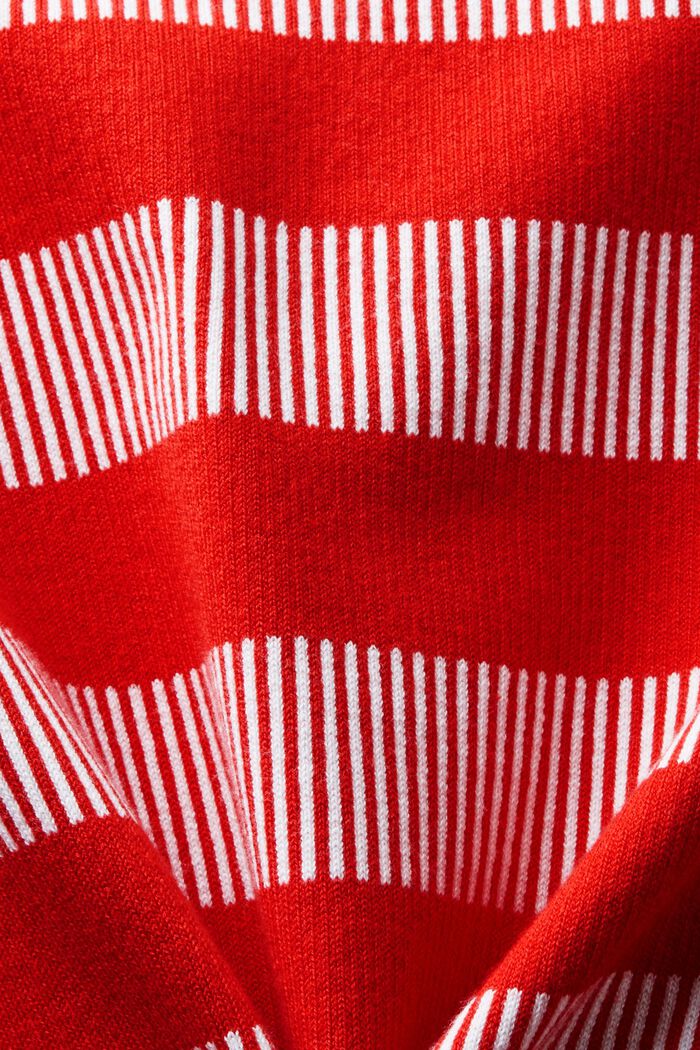 Pruhovaný žakárový pulovr s kulatým výstřihem, RED, detail image number 5