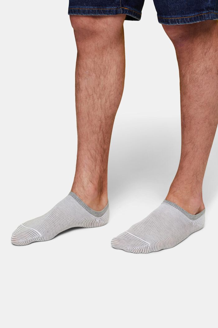 Proužkované kotníkové ponožky, 2 páry v balení, WHITE/GREY, detail image number 1