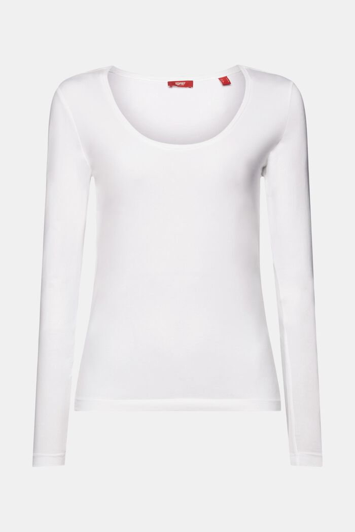 Tričko s dlouhým rukávem a výstřihem do U, WHITE, detail image number 7