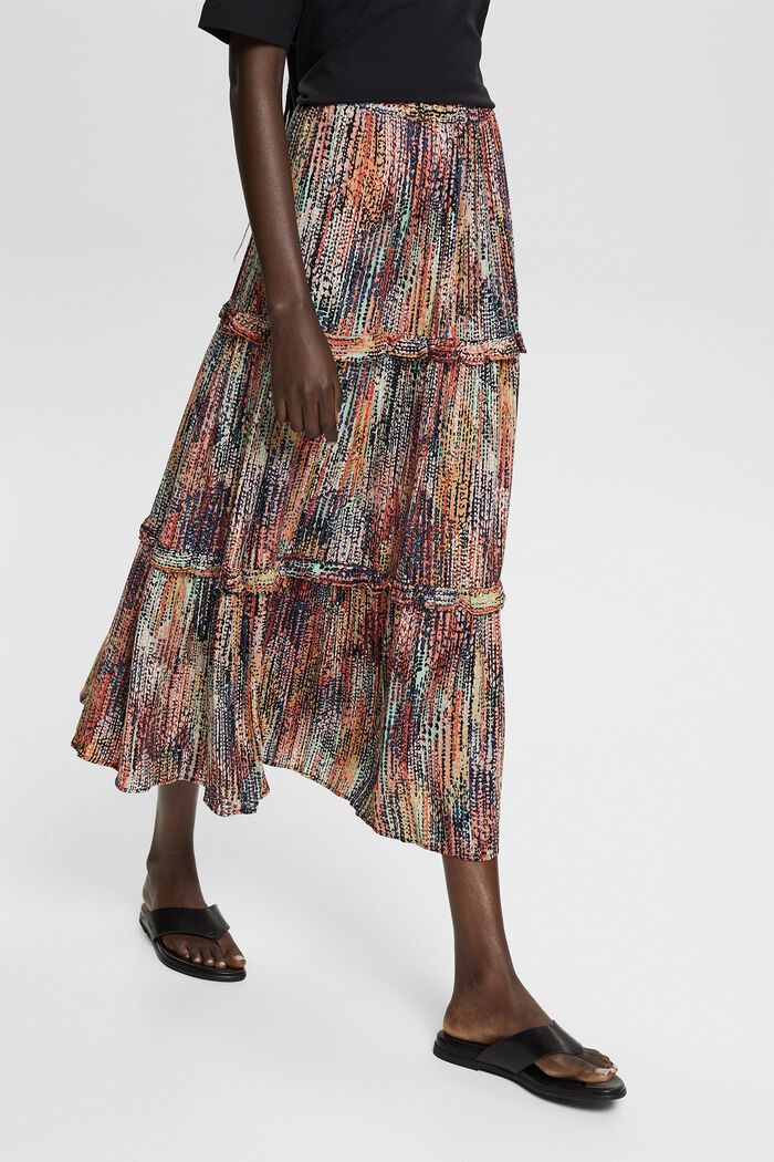 Maxi sukně s pestrobarevným vzorem, BLACK, detail image number 0