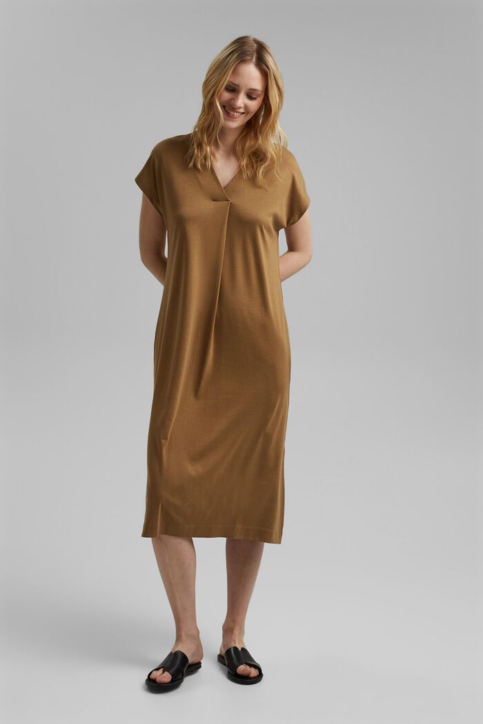 Ze směsi TENCEL™: šaty z interlockového žerzeje, BARK, detail image number 1