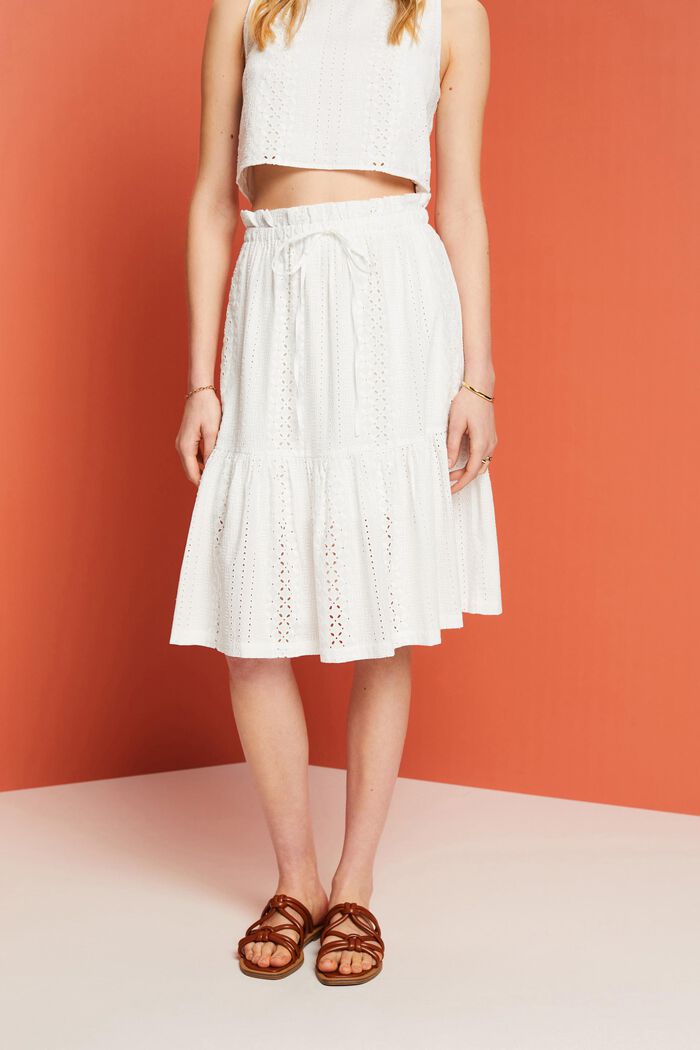 Vyšívaná sukně, LENZING™ ECOVERO™, WHITE, detail image number 0
