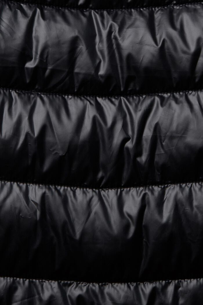 Prošívaný kabát s odnímatelnou kapucí se stahovací šňůrkou, BLACK, detail image number 1