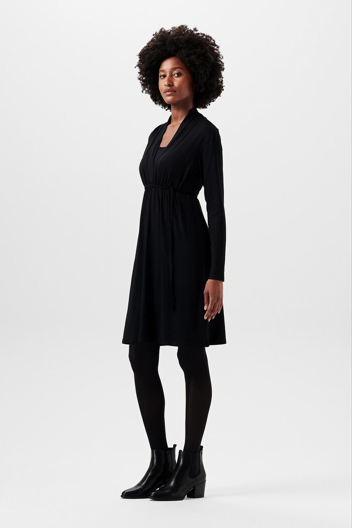 Žerzejové šaty s dlouhým rukávem, LENZING™ ECOVERO™, BLACK INK, detail image number 1