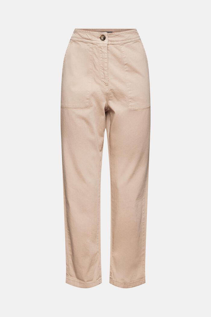 Kalhoty s vysokým pasem z bio bavlny, LIGHT TAUPE, detail image number 7