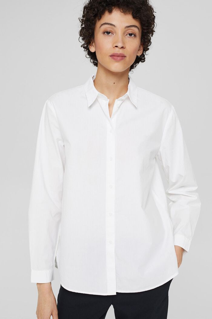 Oversize košilová halenka z bavlny, WHITE, detail image number 0