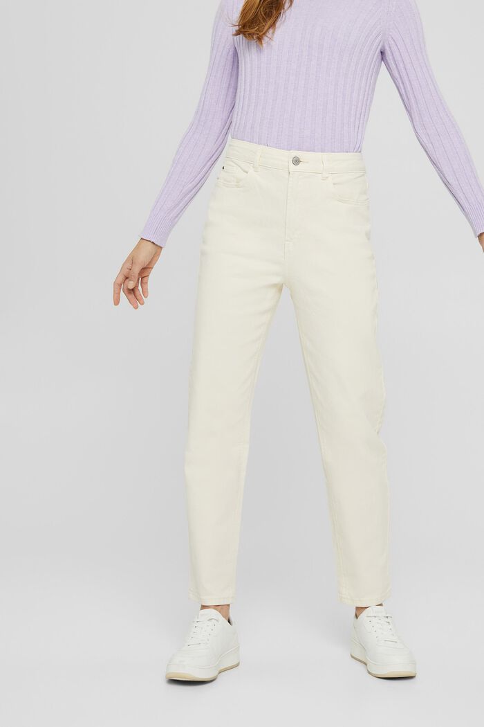 Kalhoty Mom, z bio bavlny, OFF WHITE, detail image number 0