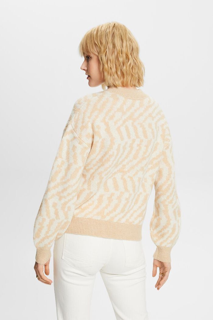 Žakárový pulovr s abstraktním vzorem, DUSTY NUDE, detail image number 3