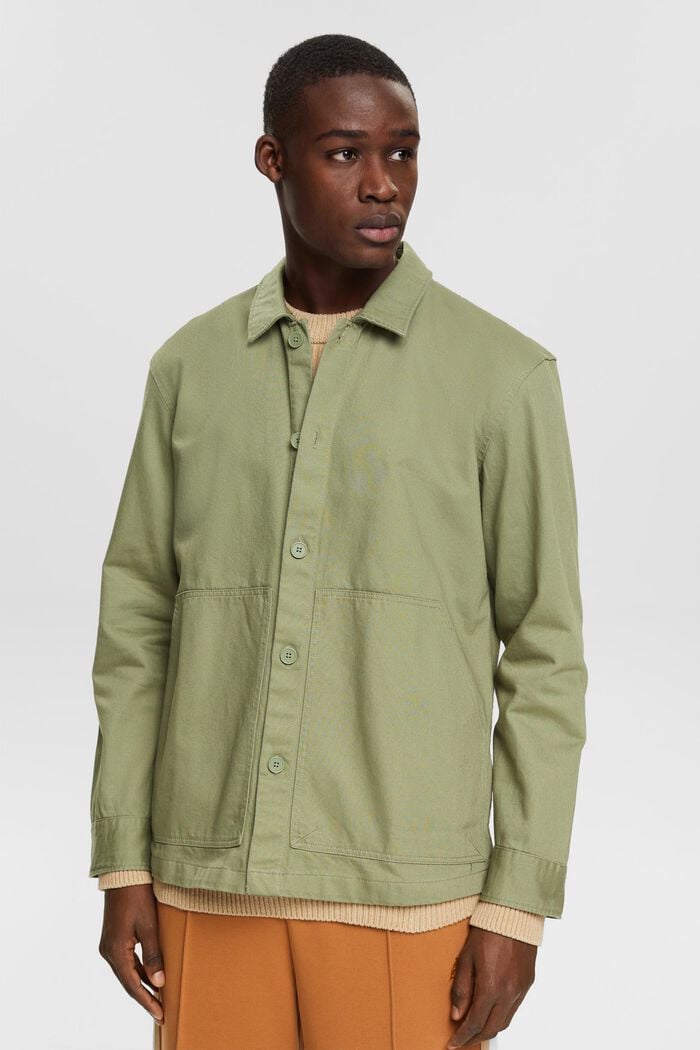 Košilová bunda z bio bavlny, LIGHT KHAKI, detail image number 0