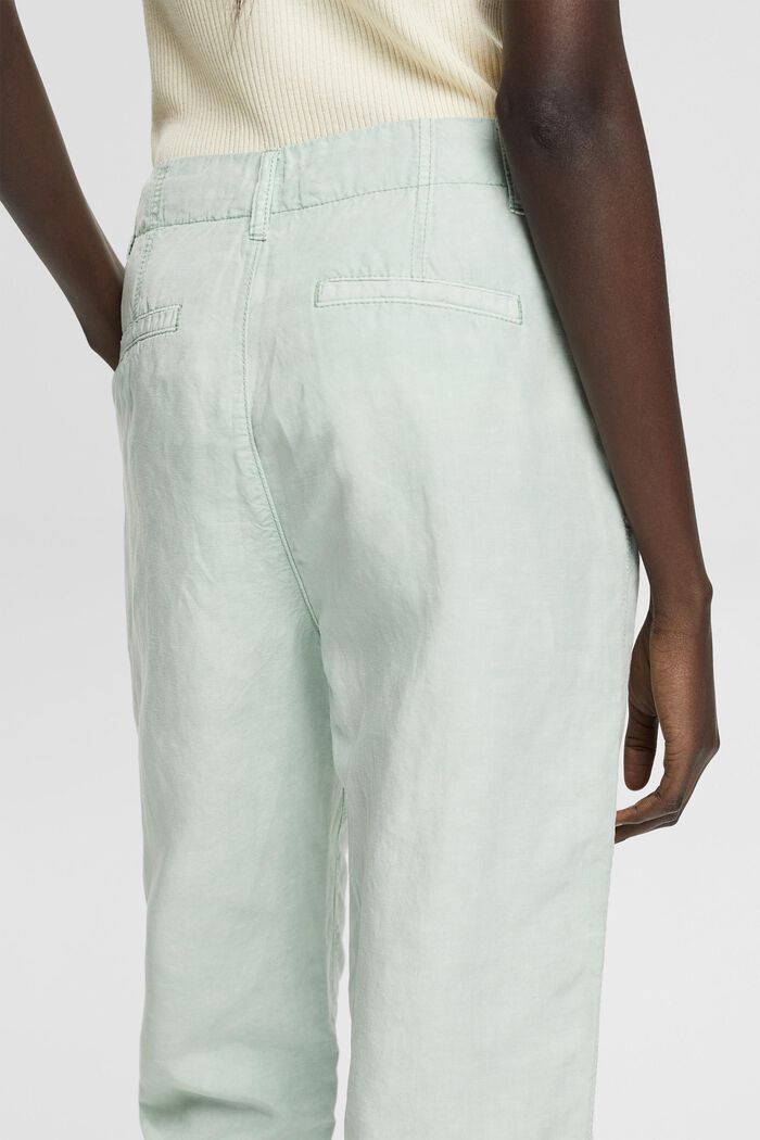 Se lnem: Kalhoty s knoflíkovou lištou, DUSTY GREEN, detail image number 5