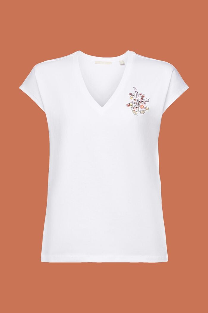 Vyšívané tričko, 100% bavlna, WHITE, detail image number 5