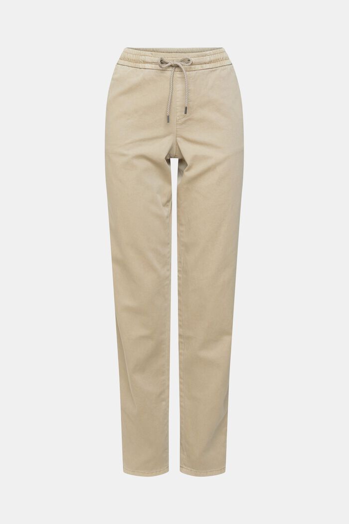 Kalhoty se stahovací šňůrkou v pase, z bavlna pima, LIGHT TAUPE, detail image number 1