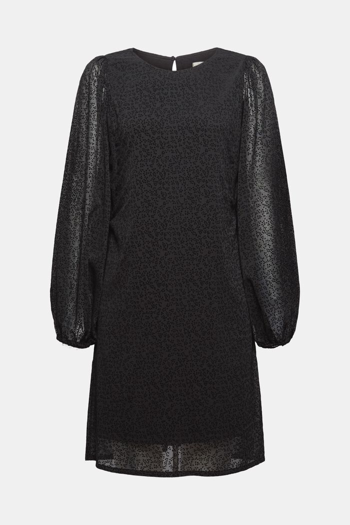 Šifonové šaty se vzorem se vzhledem sametu, BLACK, detail image number 6