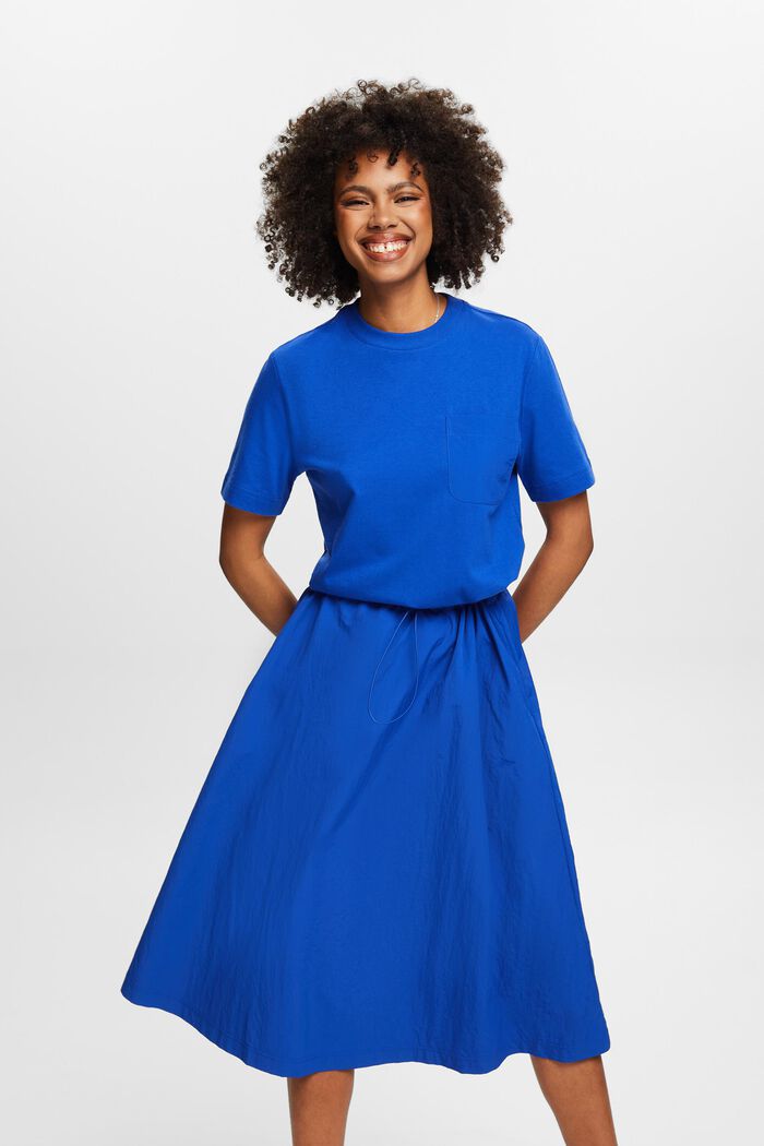 Midi šaty z kombinovaného materiálu, BRIGHT BLUE, detail image number 0