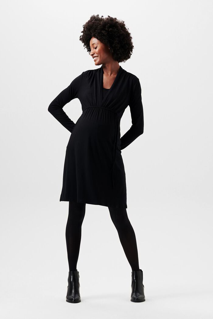 Žerzejové šaty s dlouhým rukávem, LENZING™ ECOVERO™, BLACK INK, detail image number 0