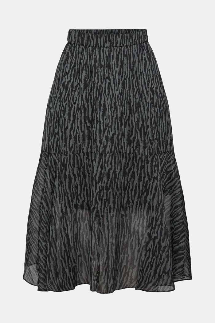 Vzorovaná midi sukně z šifonu, GUNMETAL, detail image number 7