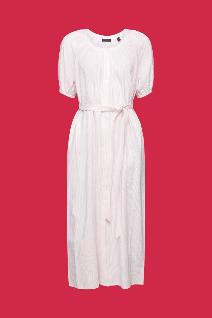 Košilové midi šaty s vázačkou, směs s bavlnou, LIGHT PINK, detail image number 5