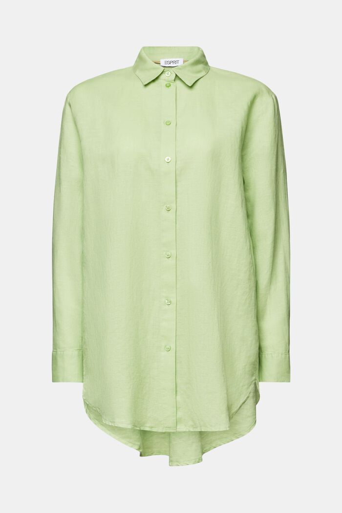 Košile ze lnu s bavlnou, LIGHT GREEN, detail image number 5