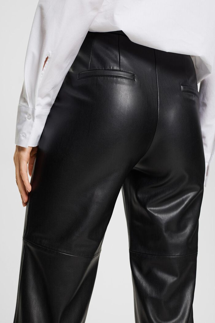 Zkrácené kalhoty z imitace kůže, BLACK, detail image number 3