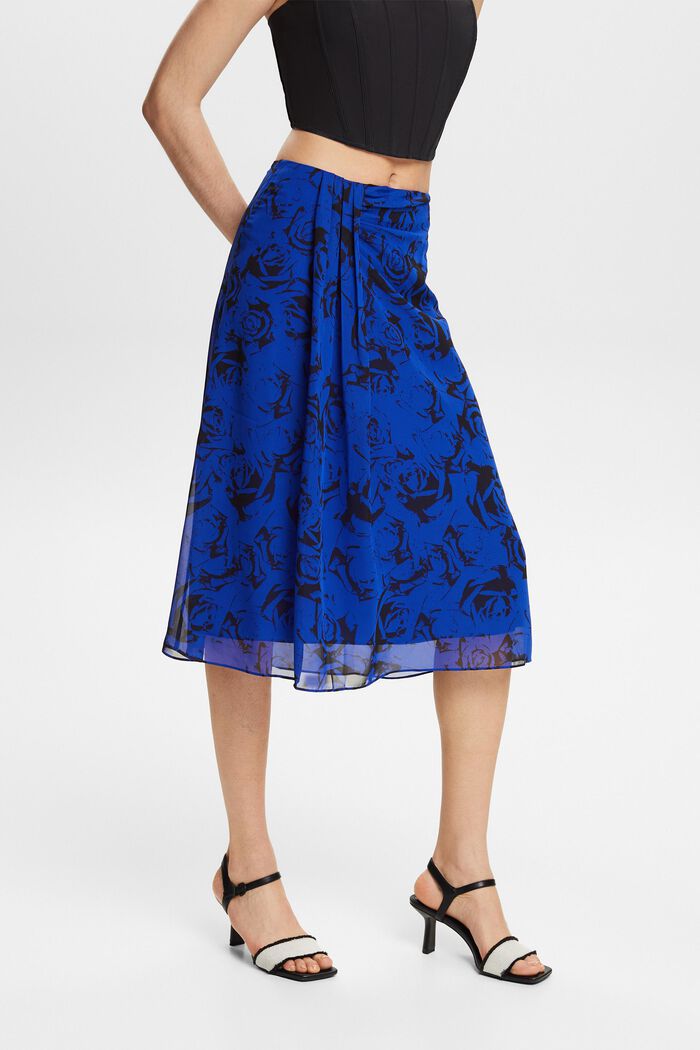 Nařasená šifonová sukně s potiskem, BRIGHT BLUE, detail image number 0