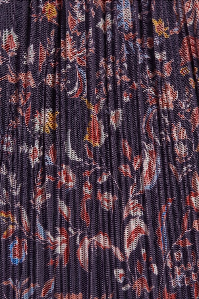 Plisované síťované šaty s květovaným potiskem, NAVY, detail image number 4