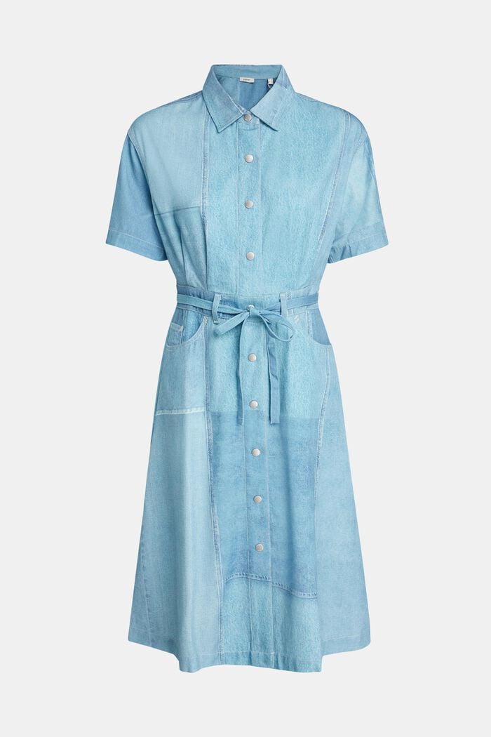 Košilové šaty s potiskem, Denim Not Denim, BLUE MEDIUM WASHED, overview