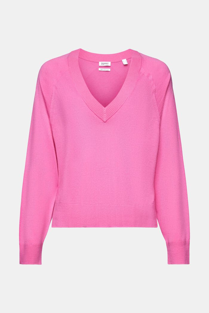 Kašmírový pulovr se špičatým výstřihem, PINK FUCHSIA, detail image number 5