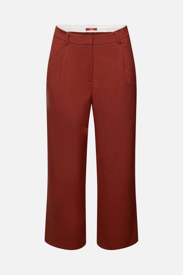 Kalhotová sukně s vysokým pasem a sklady v pase, RUST BROWN, detail image number 7
