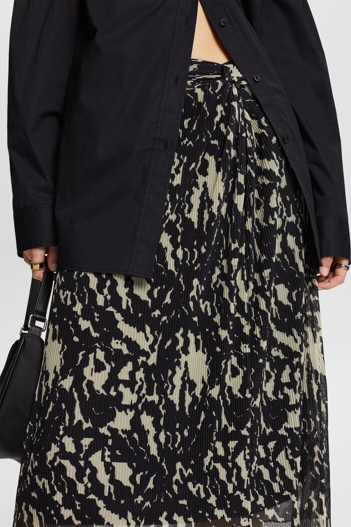 Midi sukně s potiskem, ze síťoviny, BLACK, detail image number 3