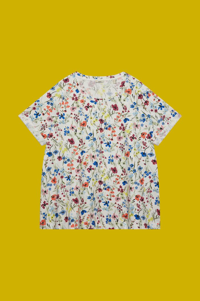 CURVY bavlněné tričko se vzorem, OFF WHITE, detail image number 5
