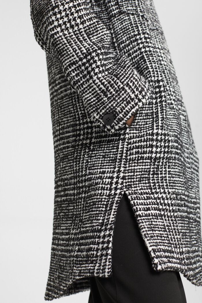 Károvaný kabát vyrobený ze směsi s vlnou, BLACK, detail image number 5