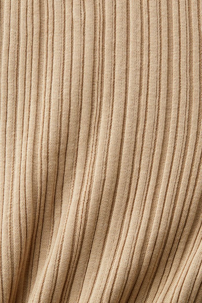Bezešvý kardigan, polokošilový límec, žebrová pletenina, BEIGE, detail image number 5