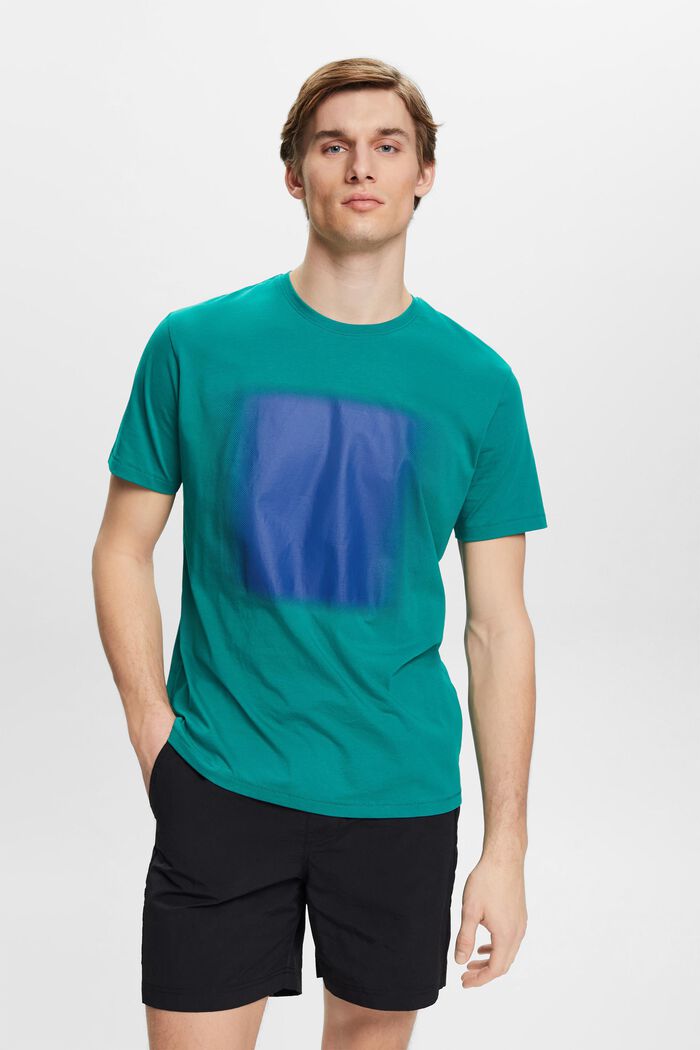 Bavlněné tričko s potiskem, EMERALD GREEN, detail image number 0