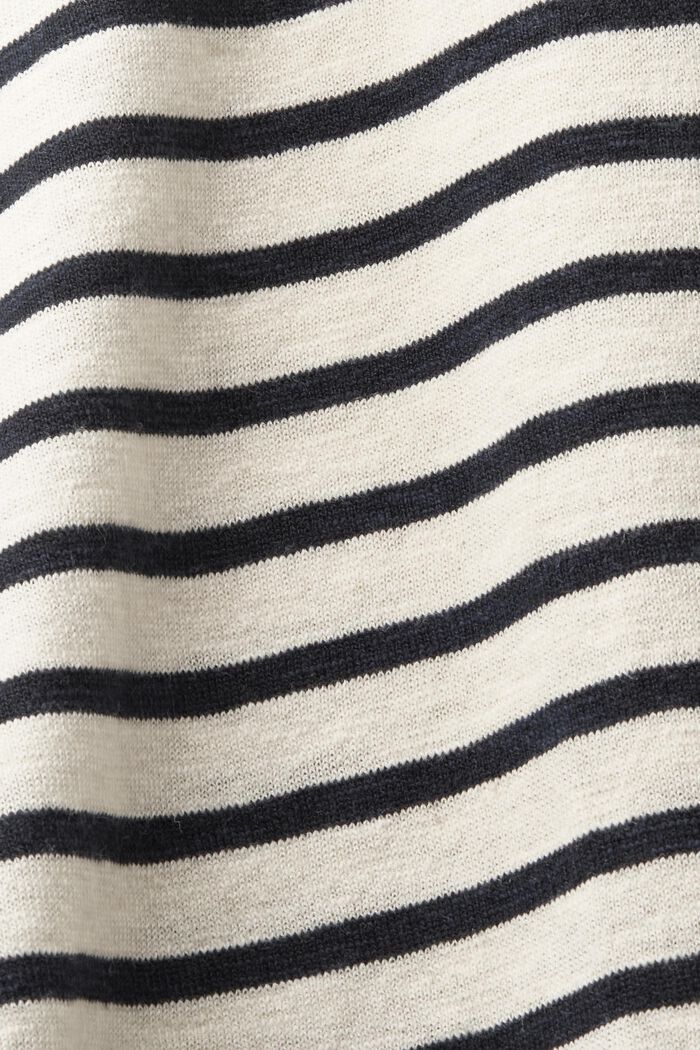 Pruhovaný pulovr ze směsi bavlny a lnu, CREAM BEIGE, detail image number 4
