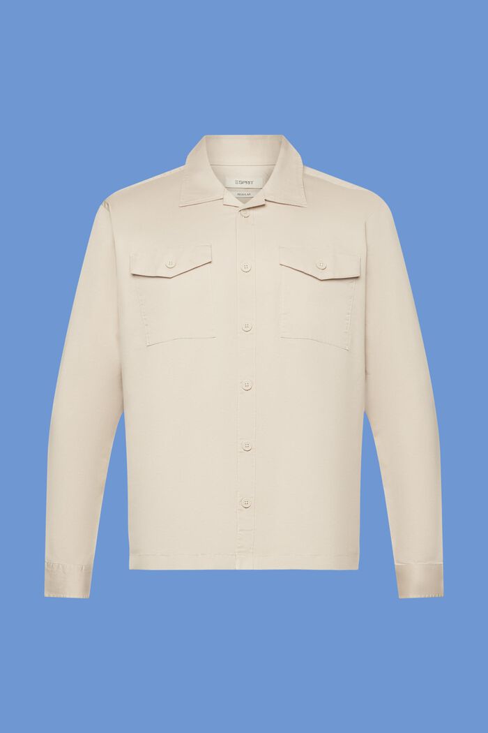 Bavlněná košile s dvěma náprsními kapsami, LIGHT TAUPE, detail image number 6