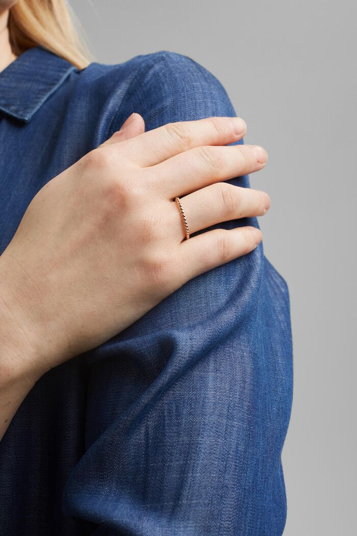 Růžový vrstvený prsten se zirkony, sterlingové stříbro, ROSEGOLD, detail image number 2