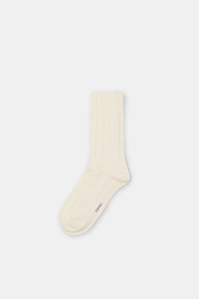 Ponožky z copánkové pleteniny, WOOLWHITE, detail image number 0