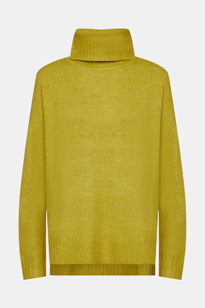 Pletený pulovr s rolákem, LEAF GREEN, detail image number 5