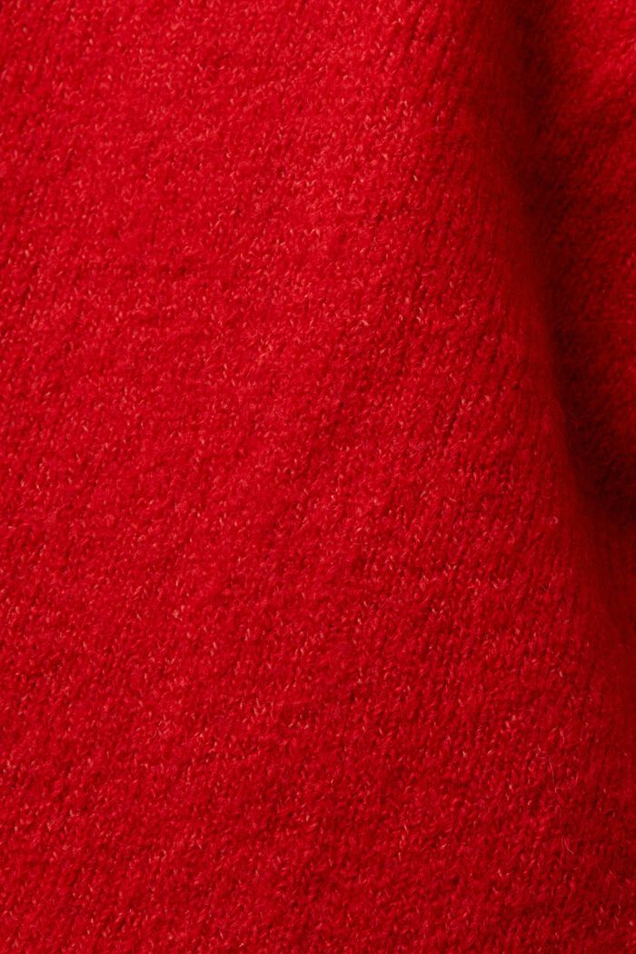 Pulovr se špičatým výstřihem, ze směsi s vlnou, DARK RED, detail image number 5