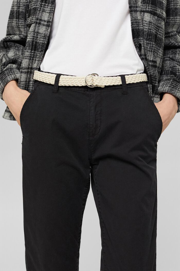 Kalhoty chino se splétaným páskem, BLACK, detail image number 0