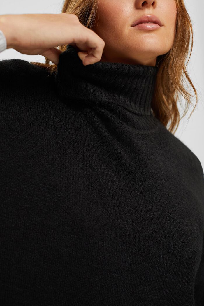 Pletený pulovr s rolákem, BLACK, detail image number 2