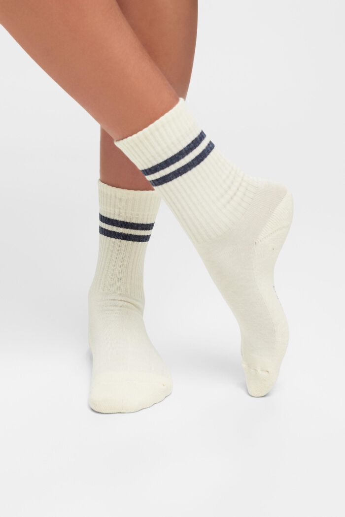 Pruhované tenisové ponožky, 2 páry v balení, NAVY/WHITE, detail image number 1