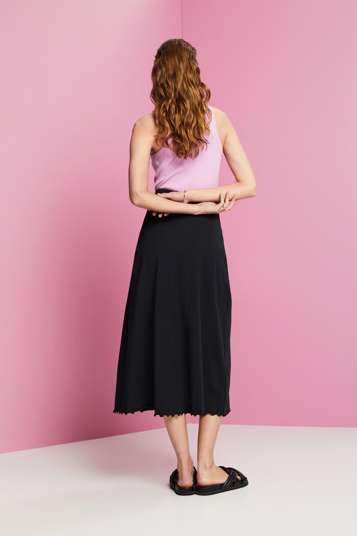Žerzejová midi sukně, udržitelná bavlna, BLACK, detail image number 3