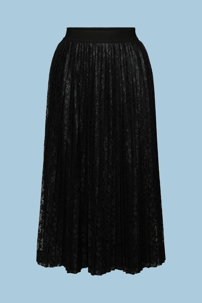 Plisovaná midi sukně s krajkou, BLACK, detail image number 5
