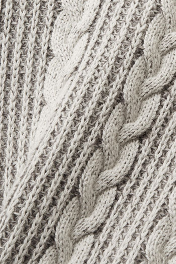 Pulovr s kulatým výstřihem, z pleteniny s copánkovým vzorem, BROWN GREY, detail image number 6