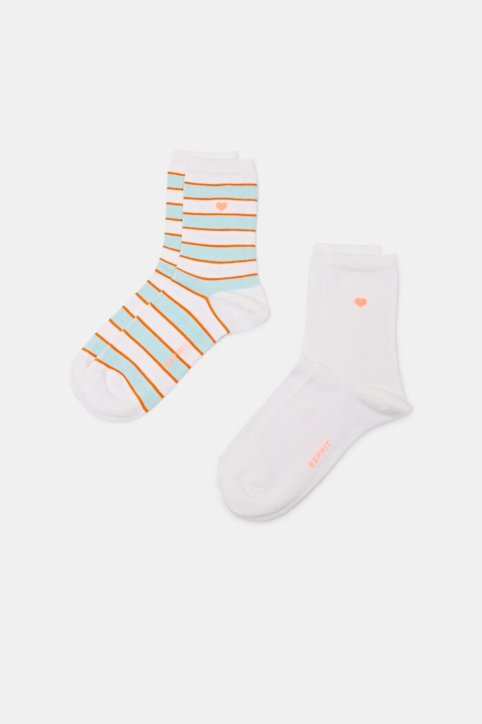 Proužkované ponožky, 2 páry v balení, WHITE, detail image number 0