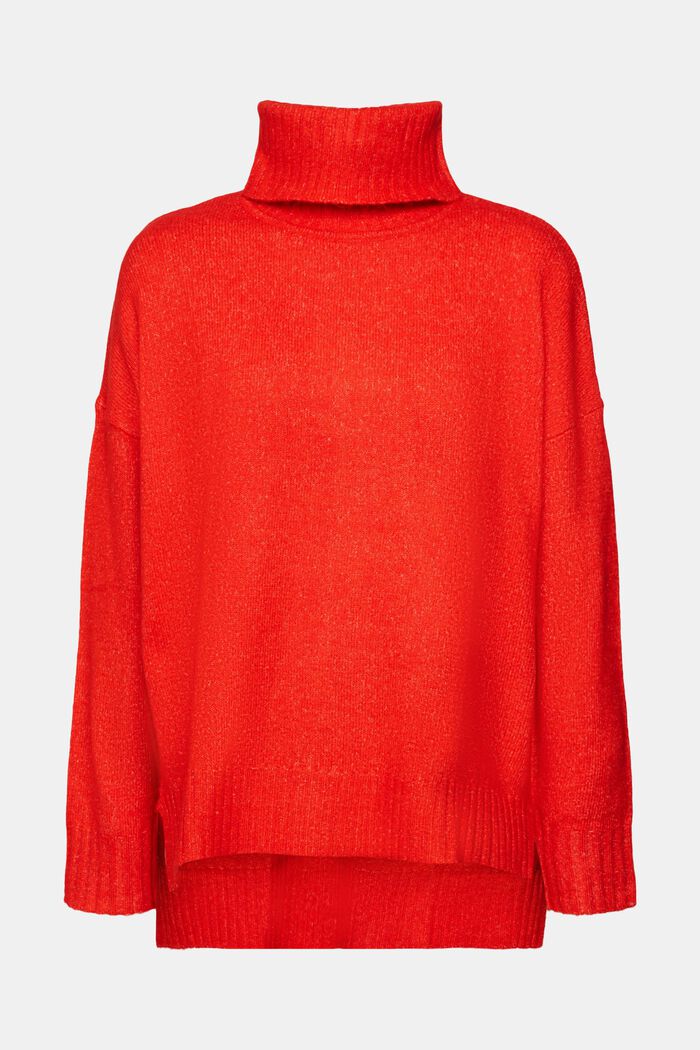 Pletený pulovr s rolákem, RED, detail image number 6