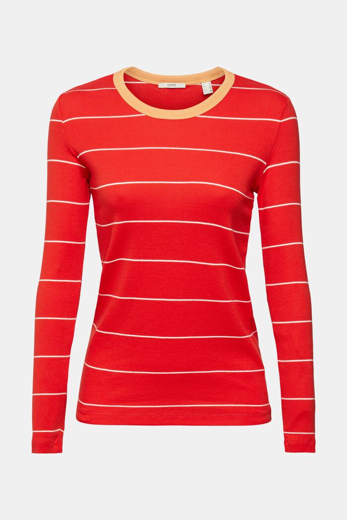 Proužkované tričko s dlouhým rukávem, bio bavlna, RED, detail image number 2