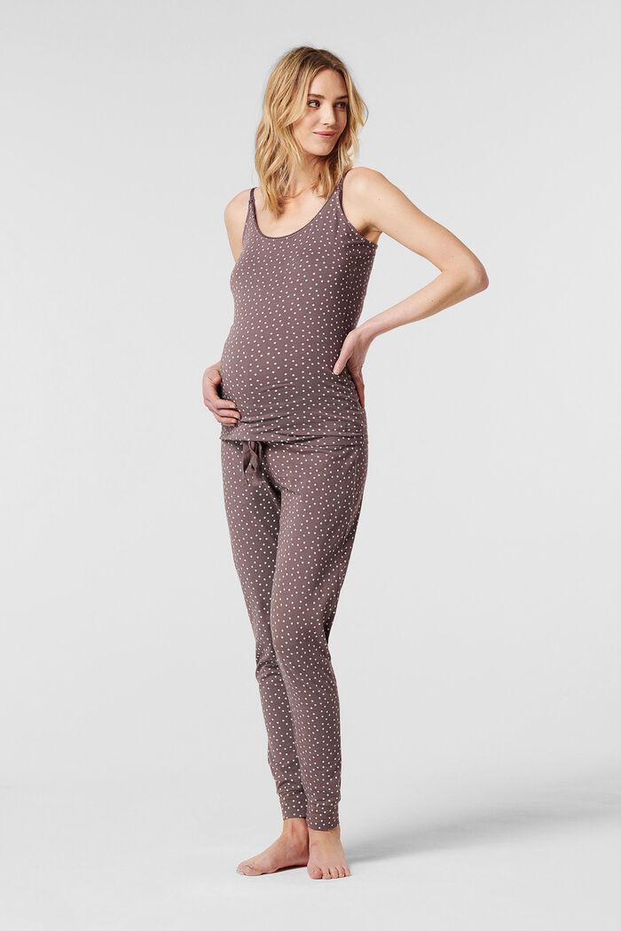 Pyžamový top s úpravou pro kojení, bio bavlna, TAUPE, detail image number 0