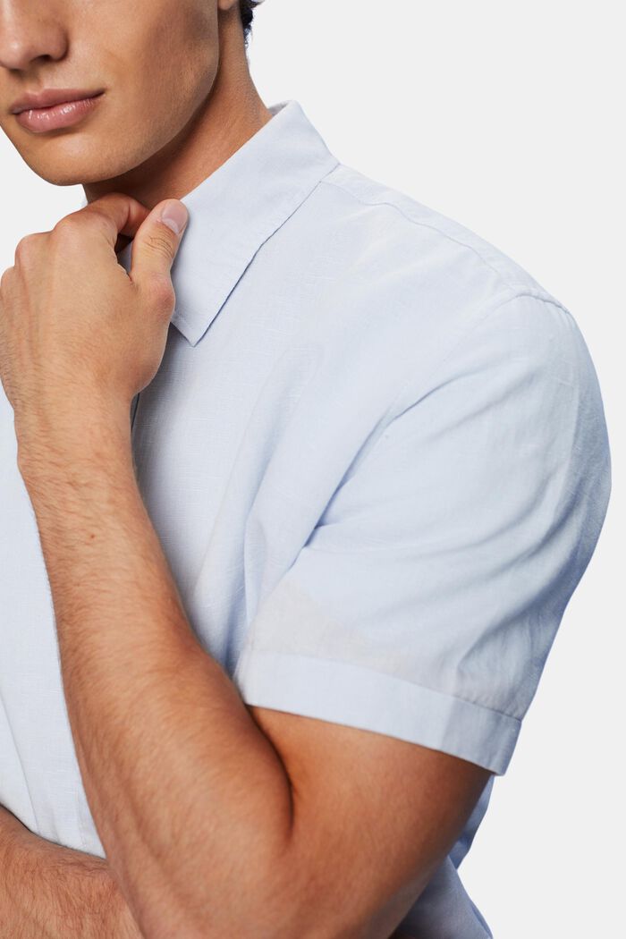 Košile, krátký rukáv, směs s bavlnou a lnem, LIGHT BLUE, detail image number 2